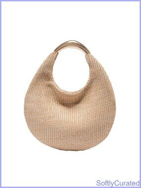 Woven Straw Crescent Hobo Tote Handbag Handmade Beach Shoulder Bag